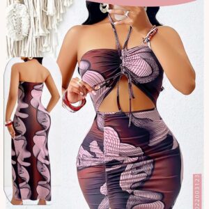 Women's dress with good cut, good print and collar Lingerie Fits up to  85KG